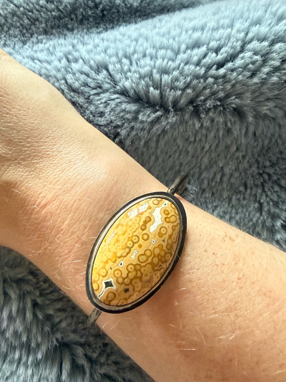 Ocean jasper sterling silver bangle